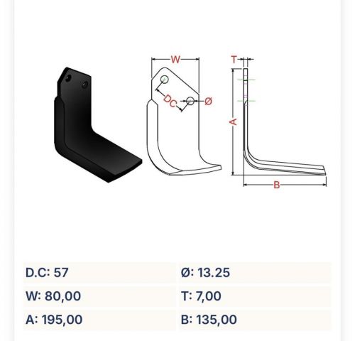 Cuchilla rotovator 135-E D