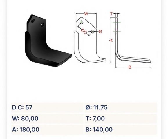Cuchilla rotovator 2 (agujero 7/16) D