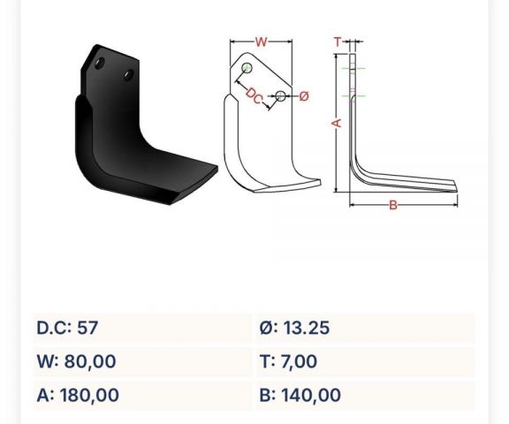 Cuchilla rotovator 2 D