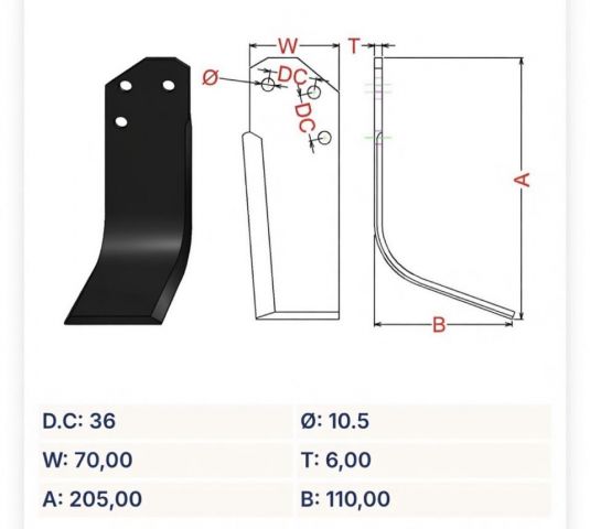Cuchilla rotovator 64 A I