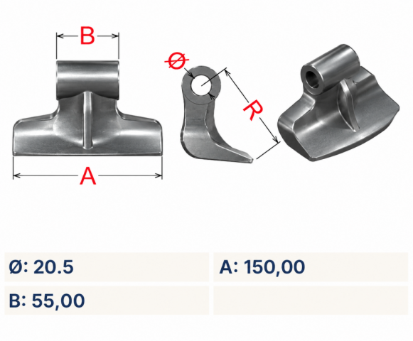 Martillo adap. Picursa (55x150) R-100 Ø20