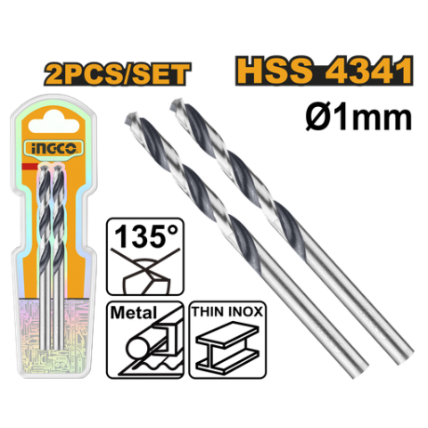 Broca hss 4341 Ø1mm  (2 un)