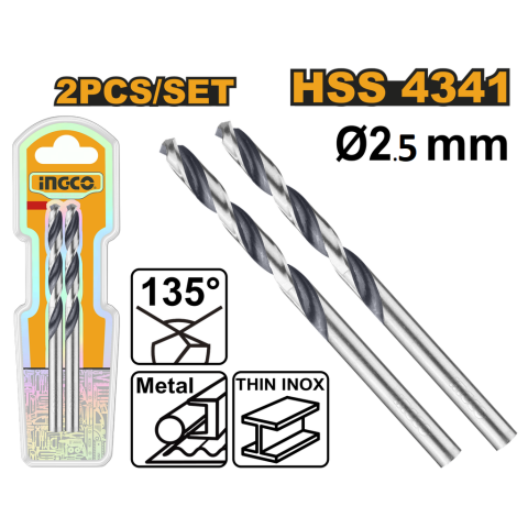 Broca hss 4341 Ø2.5mm  (2 un)