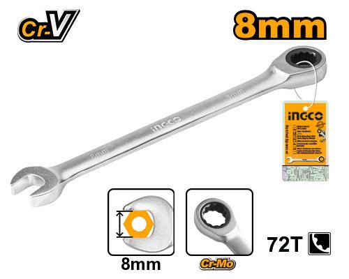 Llave combinada carraca fija 8