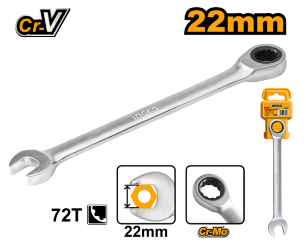 Llave combinada carraca fija 22