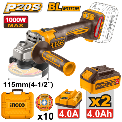 Amoladora 115 2BAT 4H+CARG. 20V 