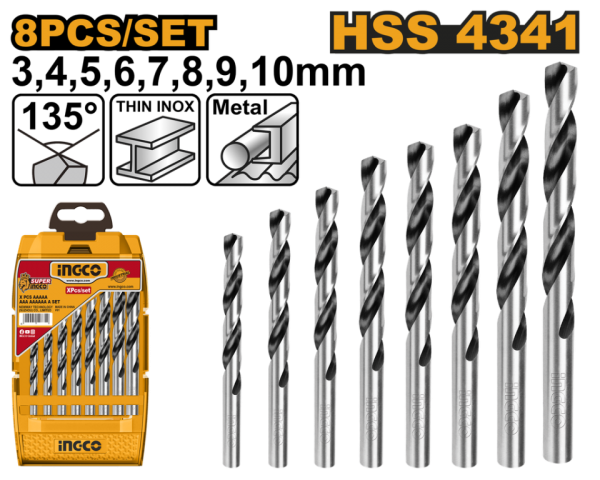 Juego 8 brocas HSS 4341